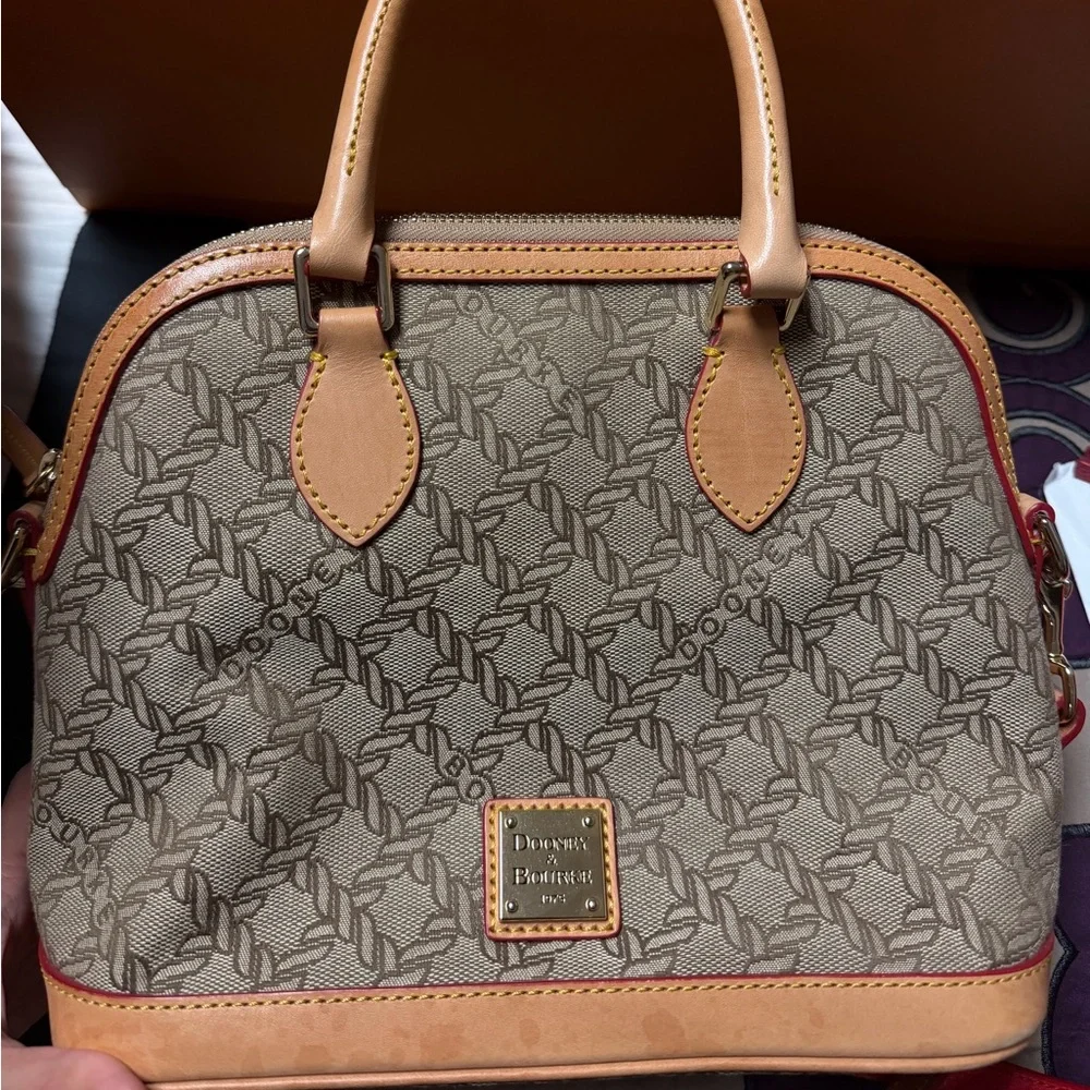 Dooney & Bourke Beige Tan Logo Satchel
